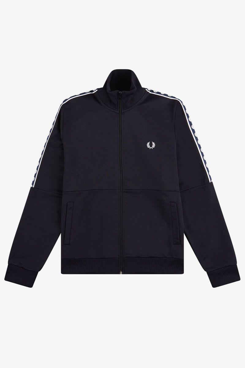 Navy Fred Perry Panelled Taped Track Men's Jackets | PH 1223GSOL